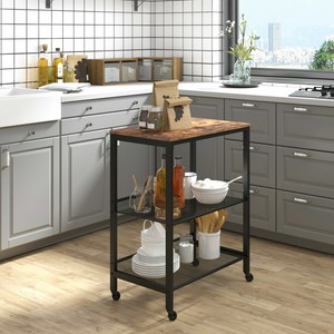 HOOBRO Servierwagen Küchenwagen 3-stöckige Beistelltisch 82cm Höhe