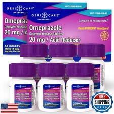 GeriCare Omeprazole Delayed Release Tablets 20mg Stomach Acid Reducer Pills f
