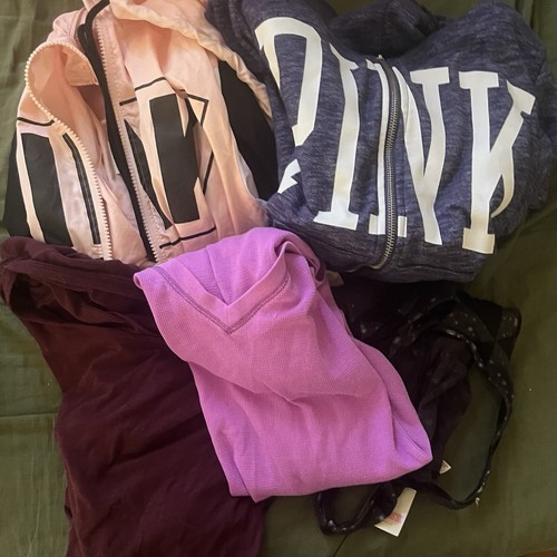 Victoria's Secret PINK Apparel Clothing XS/S LOT 5 Set Tee Anorak Sherpa Hoodie