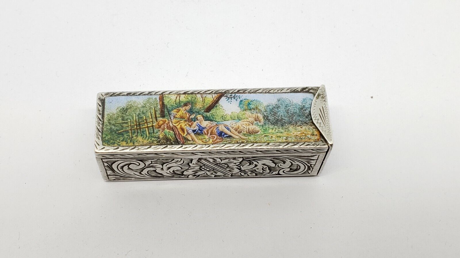 Antique Italian 800 Silver Enamel Lipstick Case Goedkope postorderverkoop