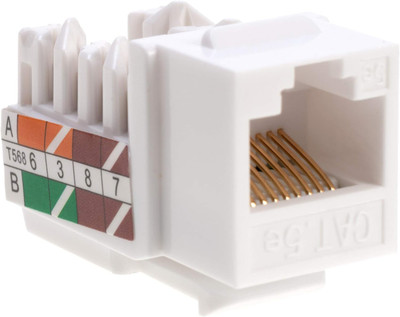Keystone Jack Cat5E Ethernet Wall Jack 45-Degree UTP Punch down RJ45 Slim Profil