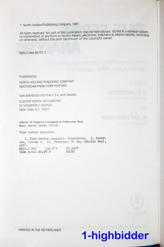 Time Series Analysis from Int. Conference Held at Houston, Texas, August 1980 - Picture 4 of 7