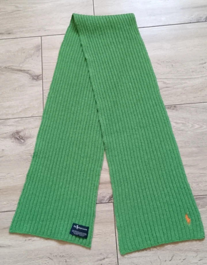 Winter Scarf Polo Ralph Lauren Green Wool Mens/Unisex