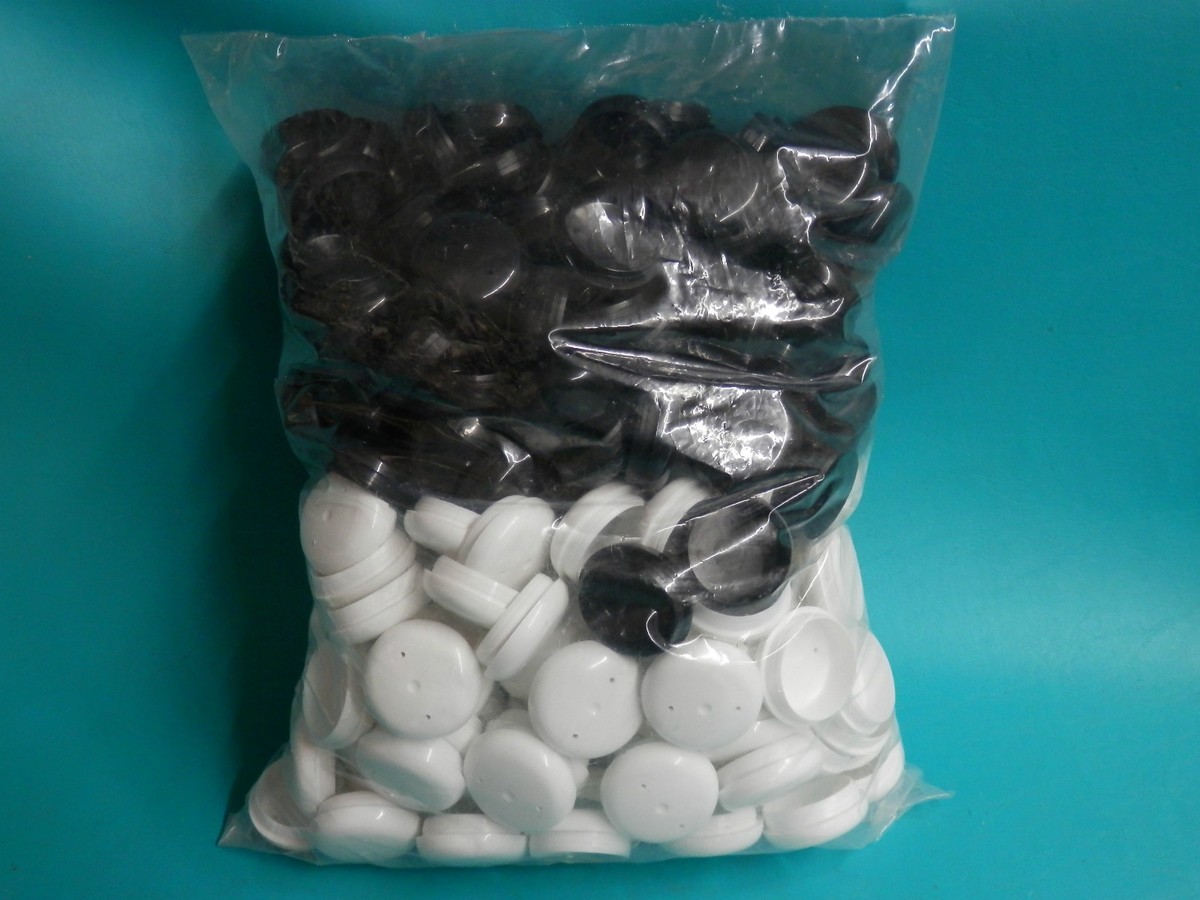 250 Plastic 1 1/2" Black + White Iron Patio Chair Leg Inserts Cup 1.5" HD