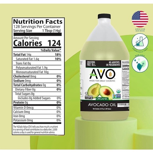 ORGANIC 100% AVOCADO Oil Frying General Cooking 64 Fl-oz Naturally Processed - Picture 2 of 9