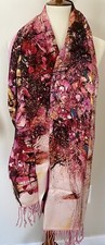 STORY OF SHANGHAI Colorful Pink Double Sided Warm Winter Silk Scarf RMB 1399