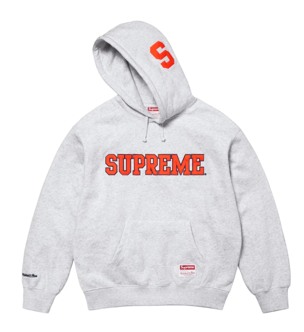 Sweat à capuche Supreme®/Mitchell & Ness® NCAA   Gris cendre   Petit