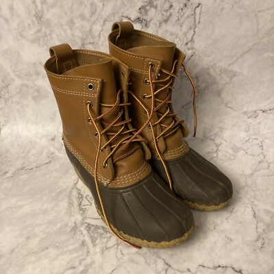 LL Bean Duck Boots Mens 6 M Brown Leather Waterproof 