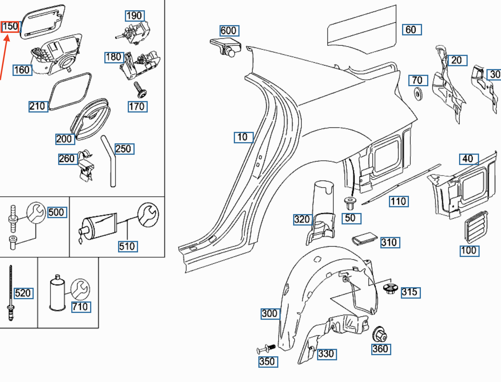 MERCEDES-BENZ S W221 Tankklappe hinten Klappe Panel A2217570006
