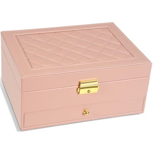 2-Layer Jewelry Box for women, jewelry organizers and storage with Pink