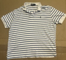 Polo Ralph Lauren Men  s Short Sleeve Collared Shirt Size XL Blue White Striped