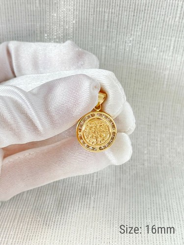 Saint St Benedict Medal Pendant 14K Solid Yellow Gold Religious Charm Two Sided - Picture 4 of 20