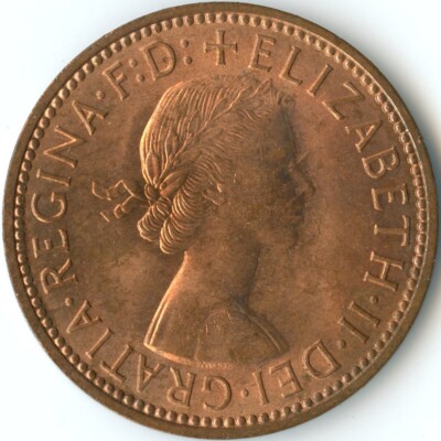 1861年〜1967年英国ペニー。 United Kingdom 1967 1/2 Half Penny Wide Rim KM#896 Bronze