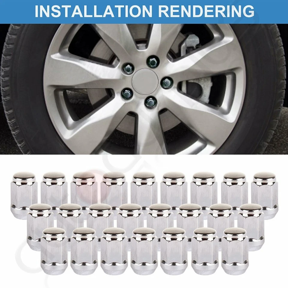 Хромированные зажимные гайки с резьбой Ptich 7/16-20 24 шт подходят для Chevrolet K10 Blazer - Изображение 3 из 4