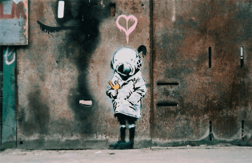 Banksy Graffiti Wandbild gedruckt Leinwand über einem massiven Kiefernrahmen gespannt  - Bild 1 von 3