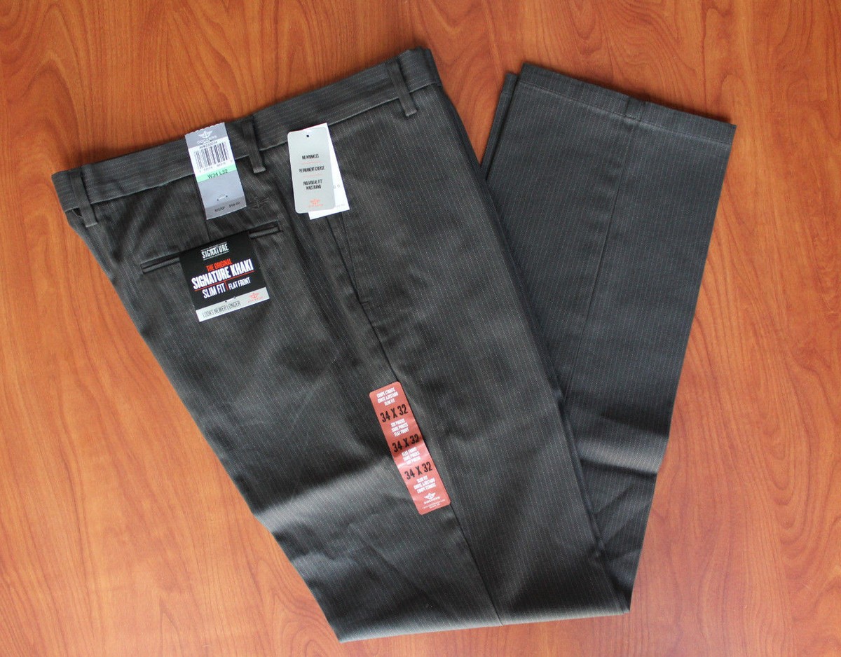NEW MENS DOCKERS SIGNATURE KHAKI SLIM FIT FLAT FRONT PANTS VARIOUS