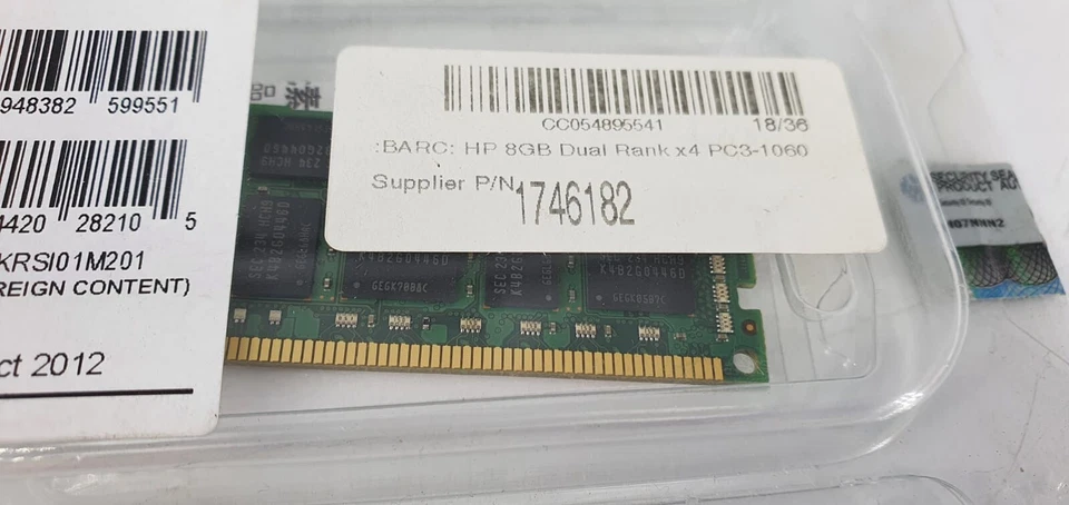 HP 8GB 2RX4 PC3-10600R-9 KIT SP 500662-B21 inc vat CR046 AA 09 - Image 3 of 4