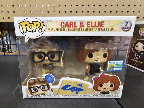 Funko Pop Disney Pixar Up Carl & Ellie 2-Pack SDCC 2019 Exclusive Con Sticker