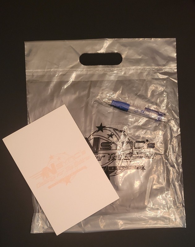 *NSYNC Challenge for the Children note pad, pen and clear merch bag, N SYNC