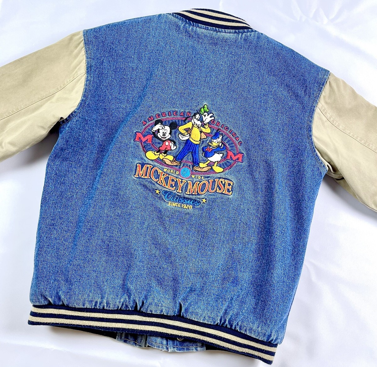 Disney Store Vintage 90s Kids Size 7-8 Varsity Denim Jacket
