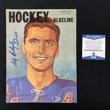 Andy Bathgate Signed New York Rangers 1959 Hockey Blueline Magazine Beckett COA
