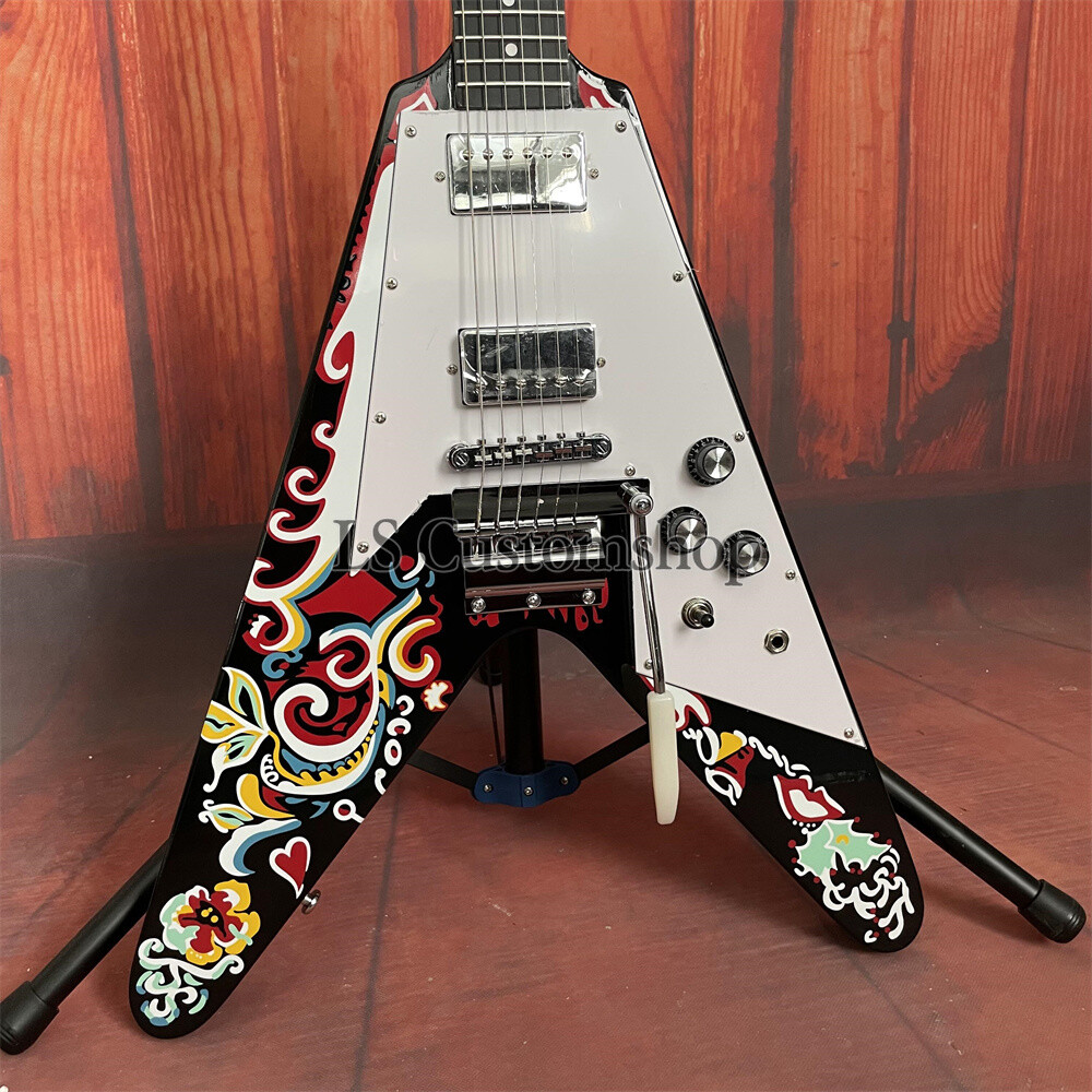 1967 Psychedelic Flyin V Electric Guitar Jimi Hendrix Solid Body