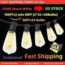 LED Outdoor String Lights,50-100FT Waterproof Patio Lights with 25-50 Bulbs-ST38