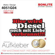 Hier wird Diesel... Fun Sticker Aufkleber Decal  Feinstaub CO2 Umwelt 100x50 mm