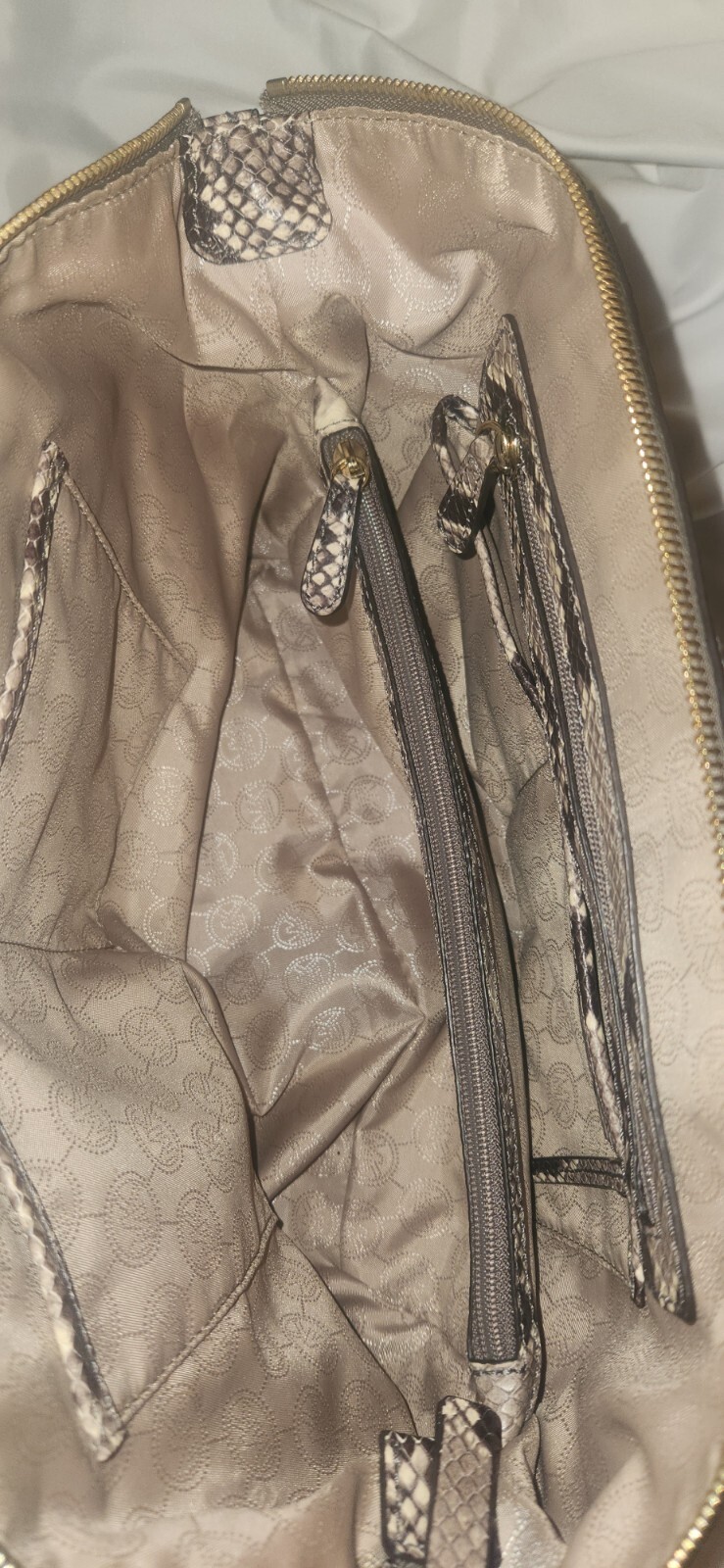 Authentic Michael Kors Riley Beige Python Embosse… - image 6