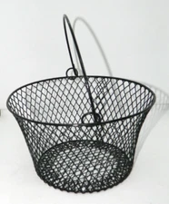 2 Round Black Metal Wire Baskets Storage Appr. 8" x 8" x 4.5"