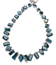 Natural Gem Green Kyanite 7x4 to 11x6mm   Freeform Slice Cut Jewelry Beads 9"