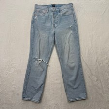 Gap Cheeky Straight Jeans Womens 8/29 Light Blue Distressed High Rise Button Fly