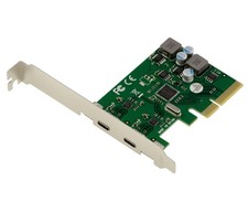Carte PCIe x4 2 Ports USB 3.2 Gen 2x1 10G Type C, autoalimentée  ASM1142