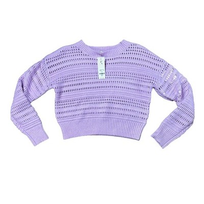 NWT Francescas Lavender Open Knit Pointelle Cropped Sweater Boho - Size SMALL