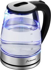Electric Kettle,1.8L Glass with Blue LED, 1200W,Built-In Mesh Filter Fast Boil