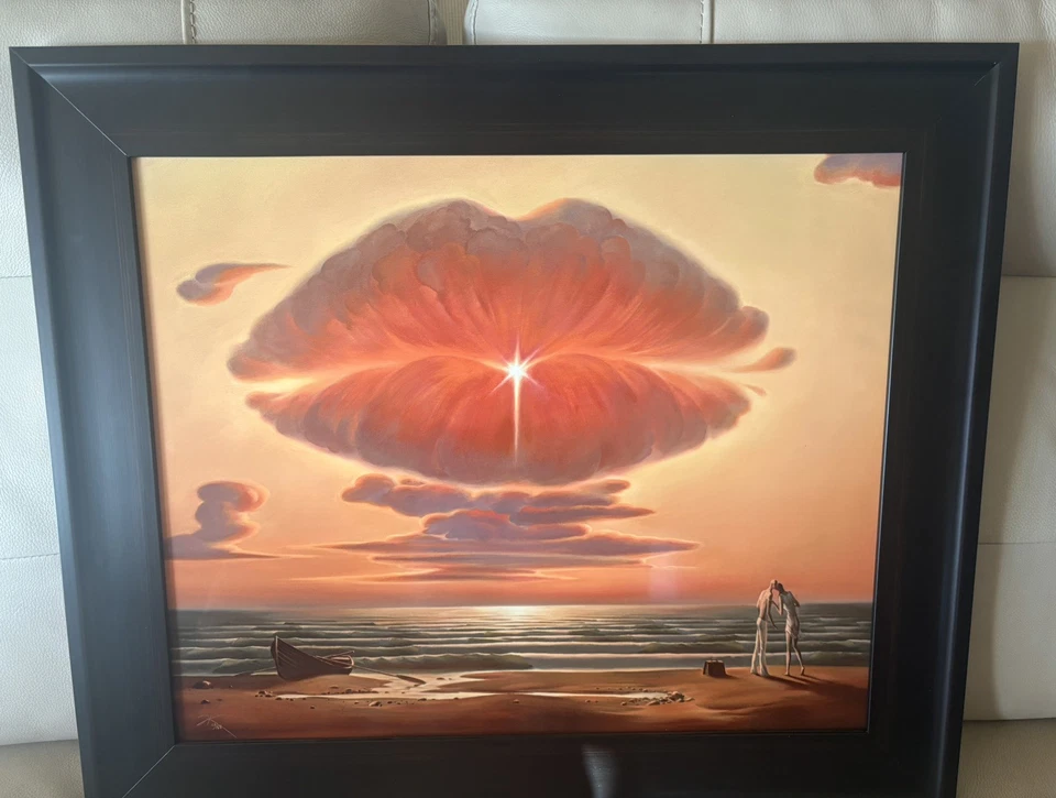 Vladimir Kush Enmarcado "Beso de despedida" Sublimación sobre metal Arte surrealista fino Foto 2 de 4