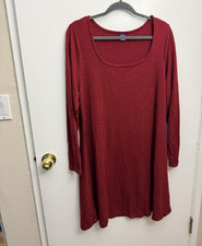 Old Navy Red Solid Knit Sweater Dress XL Long Sleeve Scoop Neck Knee Length