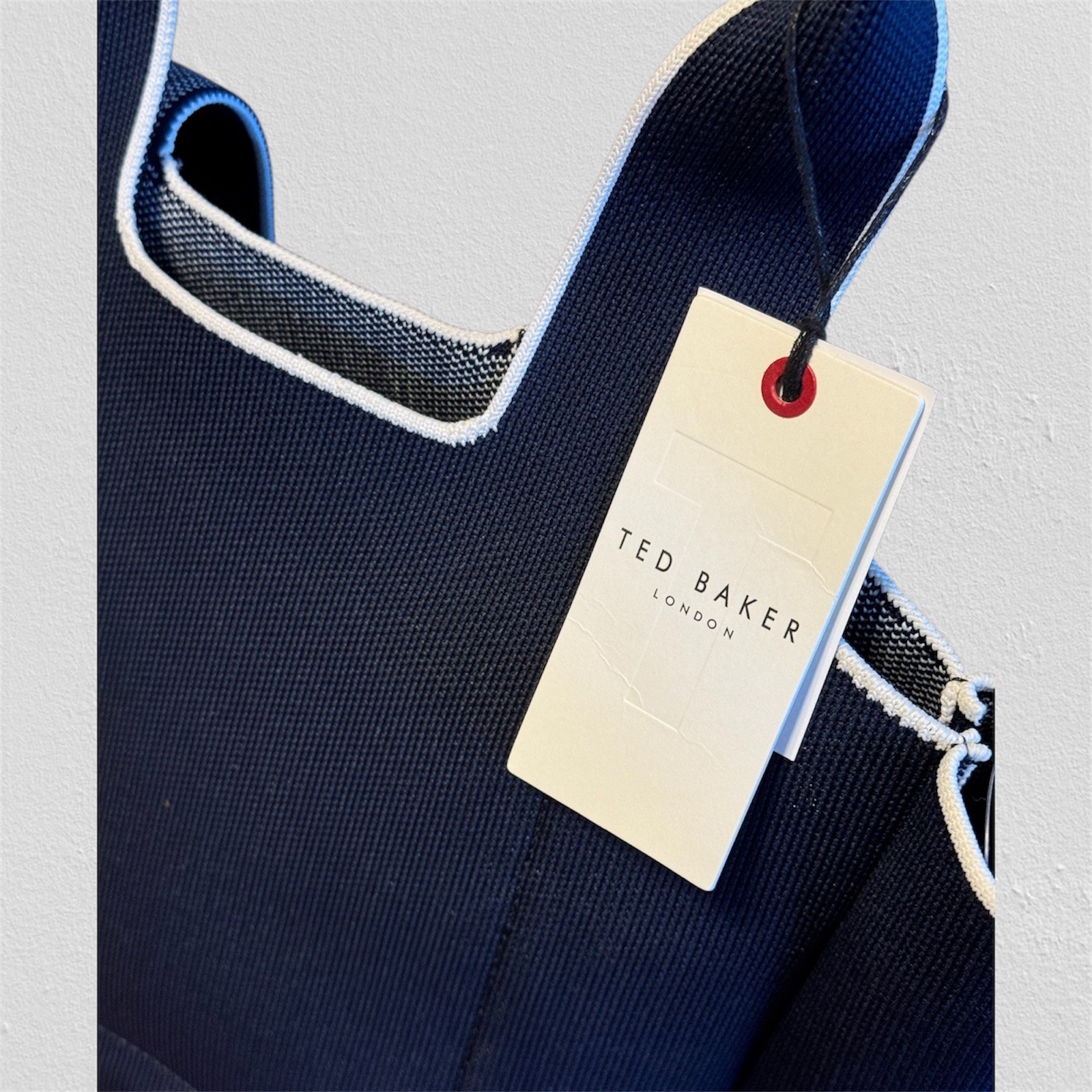 Ted Baker Sara Knit Women’s Tote Bag Stylish Rounded Shape Navy Blue image 4