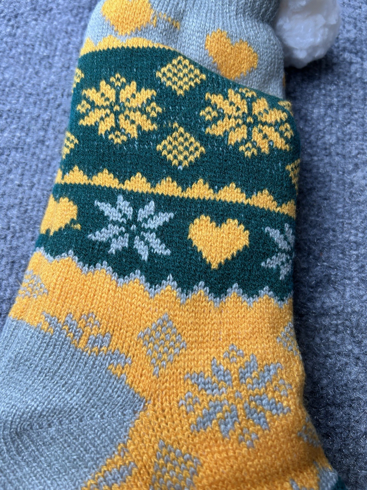 Sherpa Fleece-lined Cozy Fuzzy Non-Skid Slipper Socks One Size Yellow Green Gray