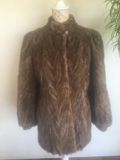 Vintage Mid Length Real Genuine Mink Fur Coat Light Brown