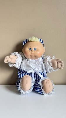 Vintage 1983 Cabbage Patch Kid Doll Coleco China P Factory Striped Outfit