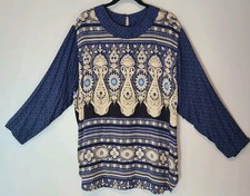 VTG Carole Little Boho Floral Indie 90s Statement Top Sz 14 Tunic Art Boho