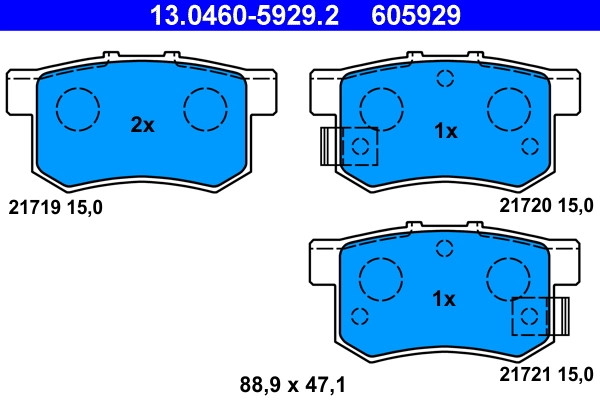 Plaquettes de frein ATE 13.0460-5929.2 pour frein à disque OE 43022-S2A