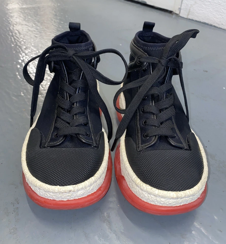 Alexander Wang A1 Zapatillas altas de lona con adornos de cuero para mujer EE. UU. 6,5 Foto 2 de 4