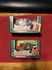 2 VINTAGE 1993, 94 ERTL COCA COLA METAL BANK CHRISTMAS TRUCK AND BOTTLE TRUCK.