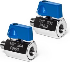 2 Pack 1/8" Mini Ball Valve, 304 Stainless Steel Valve NPT Female X Male Thread