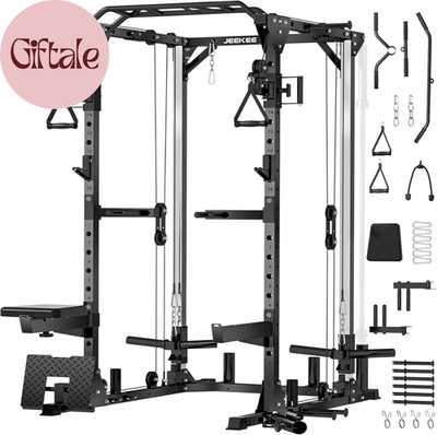 Power Cage with Cable Crossover System, 2000LB Multi-Function Power Rack with In