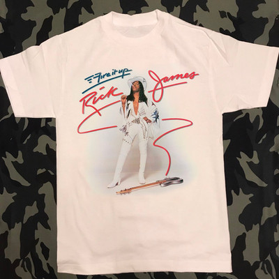 Rick James Fire It Up Guitar in white Unisex T-Shirt Full Size BL2.280