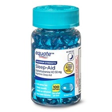 Equate Sleep Aid Softgels Maximum Strength 100 Count Ships Worldwide