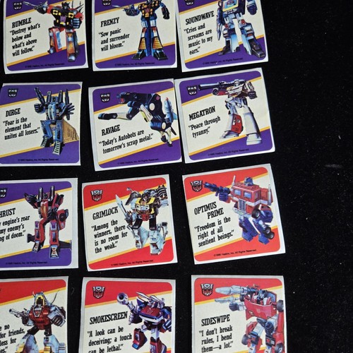 Set Of 23 TRANSFORMERS 1985 G1 SERIES 1 HASBRO CARD MOTTO STICKER - Picture 5 of 8